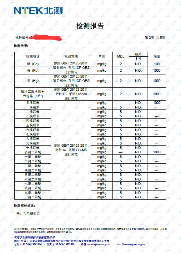 rohs检测报告模板